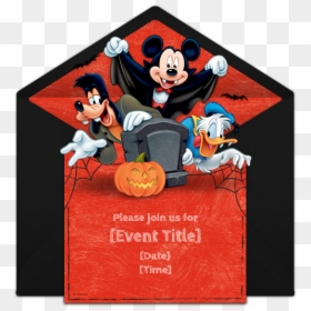 Disney Halloween Party Invitations, HD Png Download - mickey mouse frame png