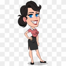 Simple Style Cartoon Of A Office Girl - Cartoon Characters Holding Money, HD Png Download - office man clipart png