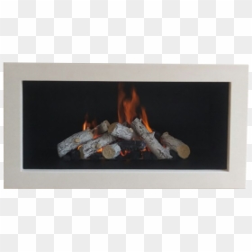 Limestone Hole In The Wall Fireplace - Picture Frame, HD Png Download - realistic flame png
