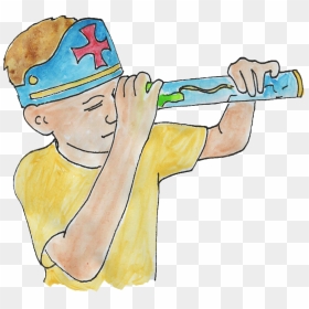 Child In A Christopher Columbus Themed Paper Hat And, HD Png Download - spyglass png