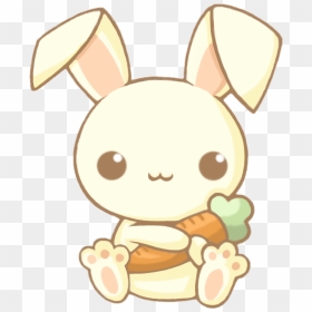 Cute Kawaii Bunny Rabbit Carrot Chibi Animals Adorable - Cute Kawaii Bunny Drawing, HD Png Download - kawaii bunny png