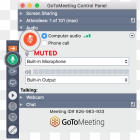 Gotomeeting Menu, HD Png Download - mute icon png