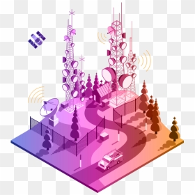 Telecommunications Illustration With Purple To Yellow - Esri Telecom, HD Png Download - illustration png