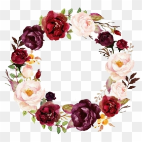 #moldura #flores #floral - Marsala Flower Wreath, HD Png Download - molduras flores png