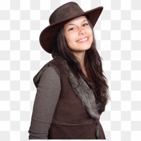 Smiling Cowgirl Woman Wearing Cowboy Hat Png Image - Sombreros De Vaqueros Mujeres, Transparent Png - sombrero vaquero png