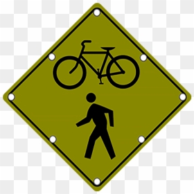 Yellow Diamond Bike And Pedestrian Crossing Signs , - Yellow Diamond Pedestrian Crossing Signs, HD Png Download - pedestrian png
