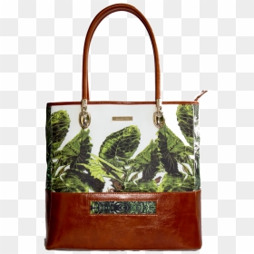 Green Jungle Tote Leather Bag Tan Leather - Tote Bag, HD Png Download - leather bag png