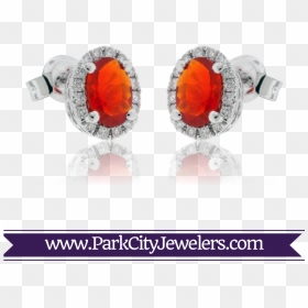 Oval Fire Opal And Diamond Stud Earrings , Png Download - Earrings, Transparent Png - stud png