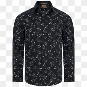 Black Blue Floral Print Shirt - Button, HD Png Download - floral print png
