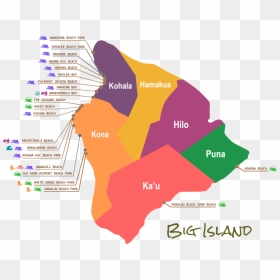 Kona Hawaii Maps , Png Download - Big Island Hawaii Beaches Map, Transparent Png - hawaii map png