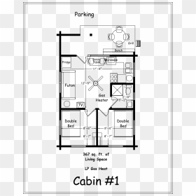 One Bedroom Blueprints Cabin - 2 Bedroom Small Cabin Floor Plans, HD Png Download - blueprints png