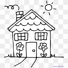 Black And White School House Clipart Transparent Stock - Outline House Clipart Black And White, HD Png Download - school house png