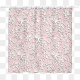 White Embossed Floral Print Shower Curtain 70 X 70 - Park Güell, HD Png Download - floral print png