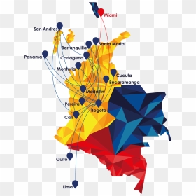 Viva Colombia Route Map - Viva Air Colombia Route Map, HD Png Download - colombia map png