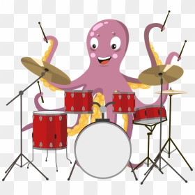 Octopus Playing Drum Clipart - Drummer, HD Png Download - drummer png