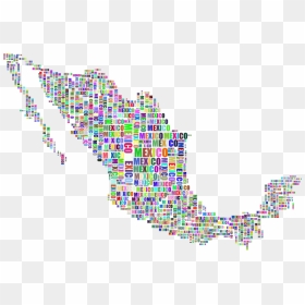Mexico Map Word Cloud Prismatic - Mexico Png Cartoon Map, Transparent Png - mexico map png