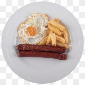 Salchicha Huevos Y Papas Fritas - Salchichas Papas Y Huevo, HD Png Download - papas fritas png