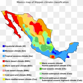 Mexico Map Of Köppen Climate Classification - Koppen Climate Map Mexico, HD Png Download - mexico map png