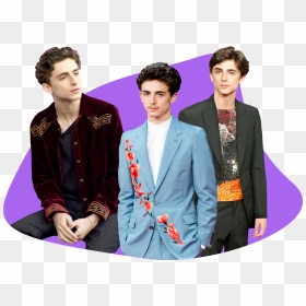 Photo Composite Of Timothee Chalamet In Colorful Blazers - Timothee Chalamet Life Size Cardboard Cutout, HD Png Download - person leaning png