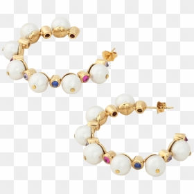 Temple Muse Pearl Hoop Earrings - Bracelet, HD Png Download - hoop earring png