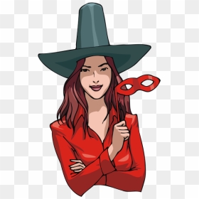 Woman In Witch Costume Vector Drawing - Conseils Donnés Par Une Sorcière Poésie, HD Png Download - halloween mask png