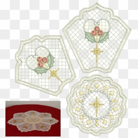 Christmas Holly Doily Set - Doily, HD Png Download - lace doily png