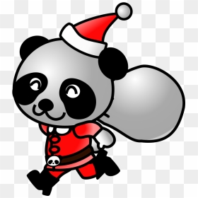 Santa Panda 2 Svg Clip Arts - Cartoon Christmas Panda, HD Png Download - anime santa hat png