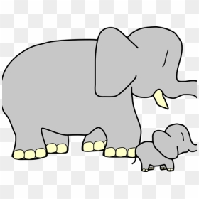 Larger Clipart Mother Baby Animal - Big And Small Elephant Cartoon, HD Png Download - animal clipart png