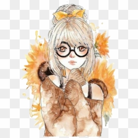Sunflower Girl Tumblr Drawing , Png Download - Sunflower Girl, Transparent Png - sunflower png tumblr