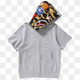 A Bathing Ape Shark Short Sleeve Full Zip Hoodie - Hoodie, HD Png Download - zip png