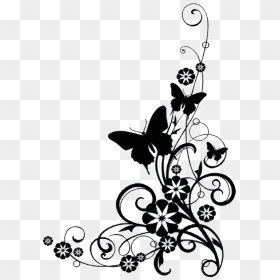 Butterfly Border Design Black And White, HD Png Download - white borders png