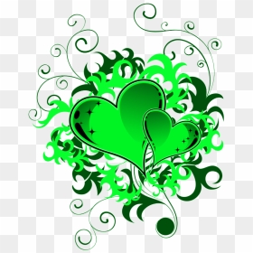 Mq Green Hearts Hearts Swirls Swirl - Background, HD Png Download - swirl png no background