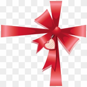 Valentine Decorative With Heart - Valentine Bow Png, Transparent Png - christmas bows png