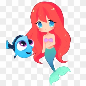 Cute Mermaid Drawings - Cute Baby Mermaid Drawing, HD Png Download - cute mermaid png