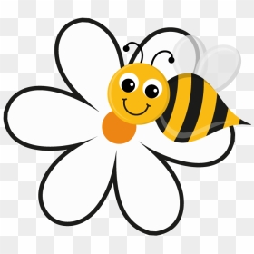 Bee On A Flower Cartoon, HD Png Download - bee icon png