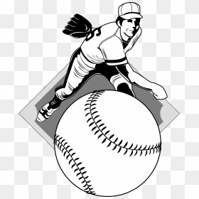 Baseball Clipart Softball Black And White, Png Download - Baseball Player Baseball Pitcher Drawing, Transparent Png - baseball clip art png