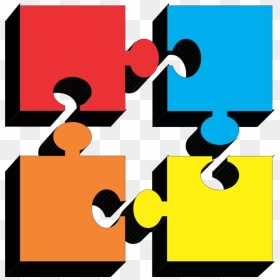 Vector Of A Cartoon Guy Trying To Assemble Puzzle Coloring - Four Puzzle Pieces Clipart, HD Png Download - school vector png