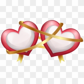 Two Hearts With Ribbon, HD Png Download - realistic heart png