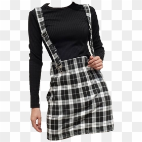 Black And White Plaid Overall Dress, HD Png Download - overalls png
