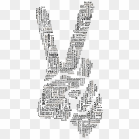Peace Hand Sign Smoothed Word Cloud Grayscale Clip - Hand Word Png, Transparent Png - peace hand png
