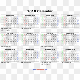 Download Calendar 2018 Png File For Designing Projects - 2020 Calendar With South African Public Holidays, Transparent Png - columbus day png