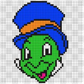 Jiminy Cricket Pinocchio Perler Bead Pattern - Dibujos Pixelados Pinocho, HD Png Download - jiminy cricket png