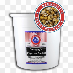 2 Gal Ole Saltys Zebra Crunch Popcorn Bucket - Corn Flakes, HD Png Download - popcorn bucket png