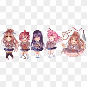 Set Doki Doki - Cartoon, HD Png Download - monika doki doki png
