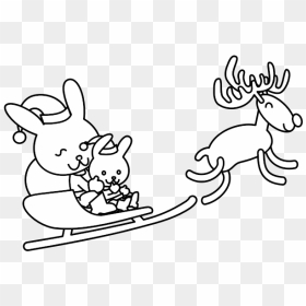 Santa Bunny Coloring Page Vector Illustration - Dibujos De Colorear Navidad Reno, HD Png Download - santa head png