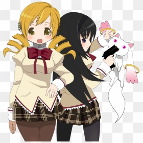 Akemi Homura, Kyubey, And Tomoe Mami Drawn By - Tomoe Mami, HD Png Download - kyubey png
