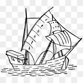 Caravel Drawing Big Boat Transparent & Png Clipart - Ship Drawing American Revolution, Png Download - old ship png