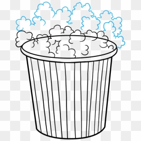 How To Draw Popcorn - Pop Corn Drawing Easy, HD Png Download - popcorn bucket png