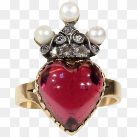 Reserved Stunning Victorian Heart And Crown Garnet, - Pearl, HD Png Download - gold glitter crown png