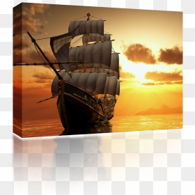 Ship On The Sea Sunset, HD Png Download - old ship png